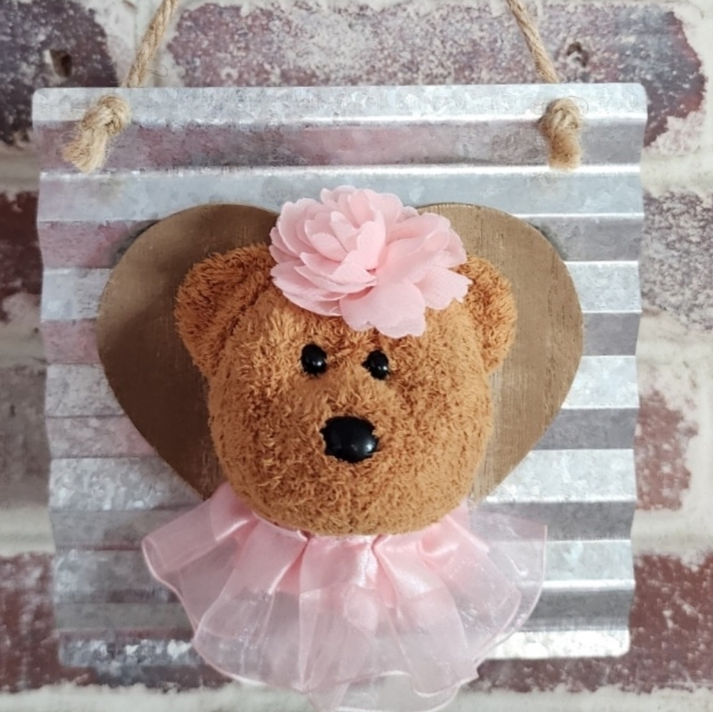 Beanie Baby Taxidermy Country Girl Bear Wall/Door Hanging